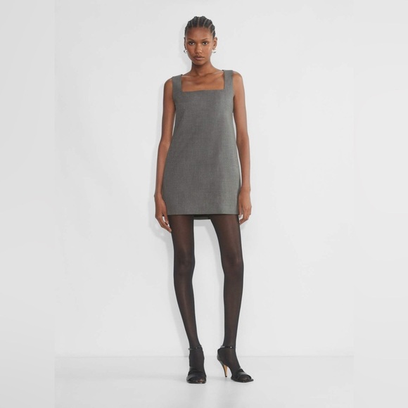 Aritzia Babaton Gray Grey Clay Prestige Sleeveless Square Neck Mini Pocket Dress - Picture 10 of 11
